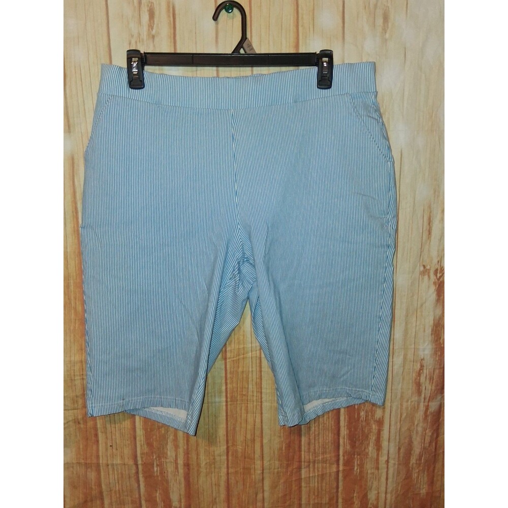 Donna Moore Blue/white Stripe Pull-on Bermuda Shorts Sz 2X